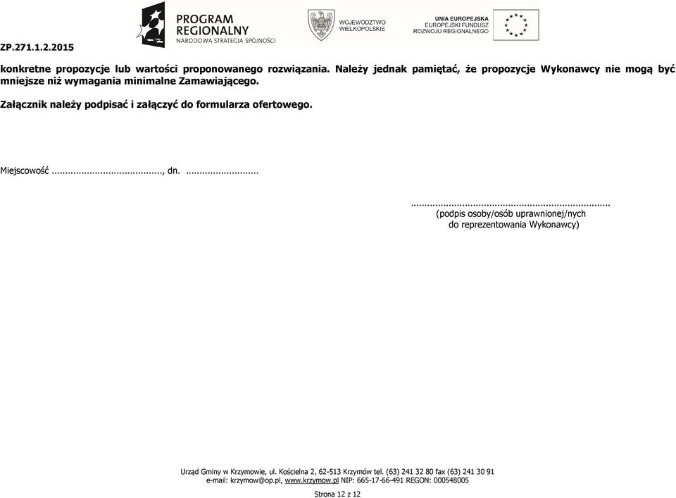 minimalne Zamawiającego.