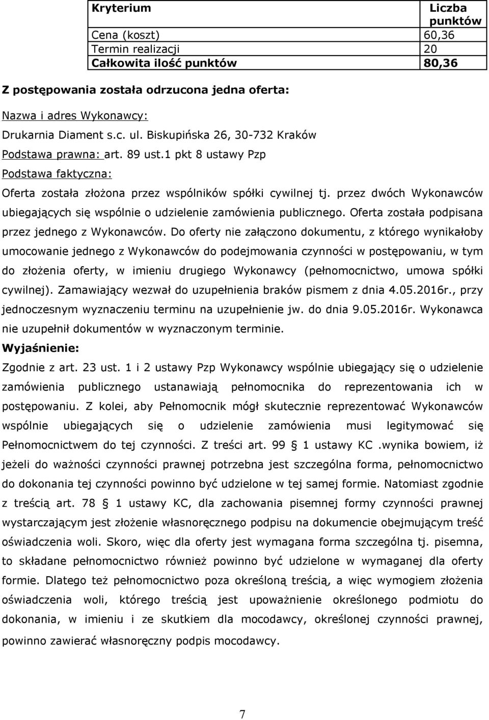 Oferta została podpisana przez jednego z Wykonawców.