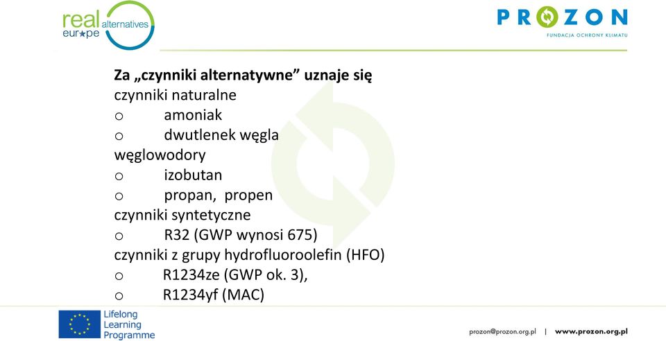 propen czynniki syntetyczne o R32 (GWP wynosi 675) czynniki z