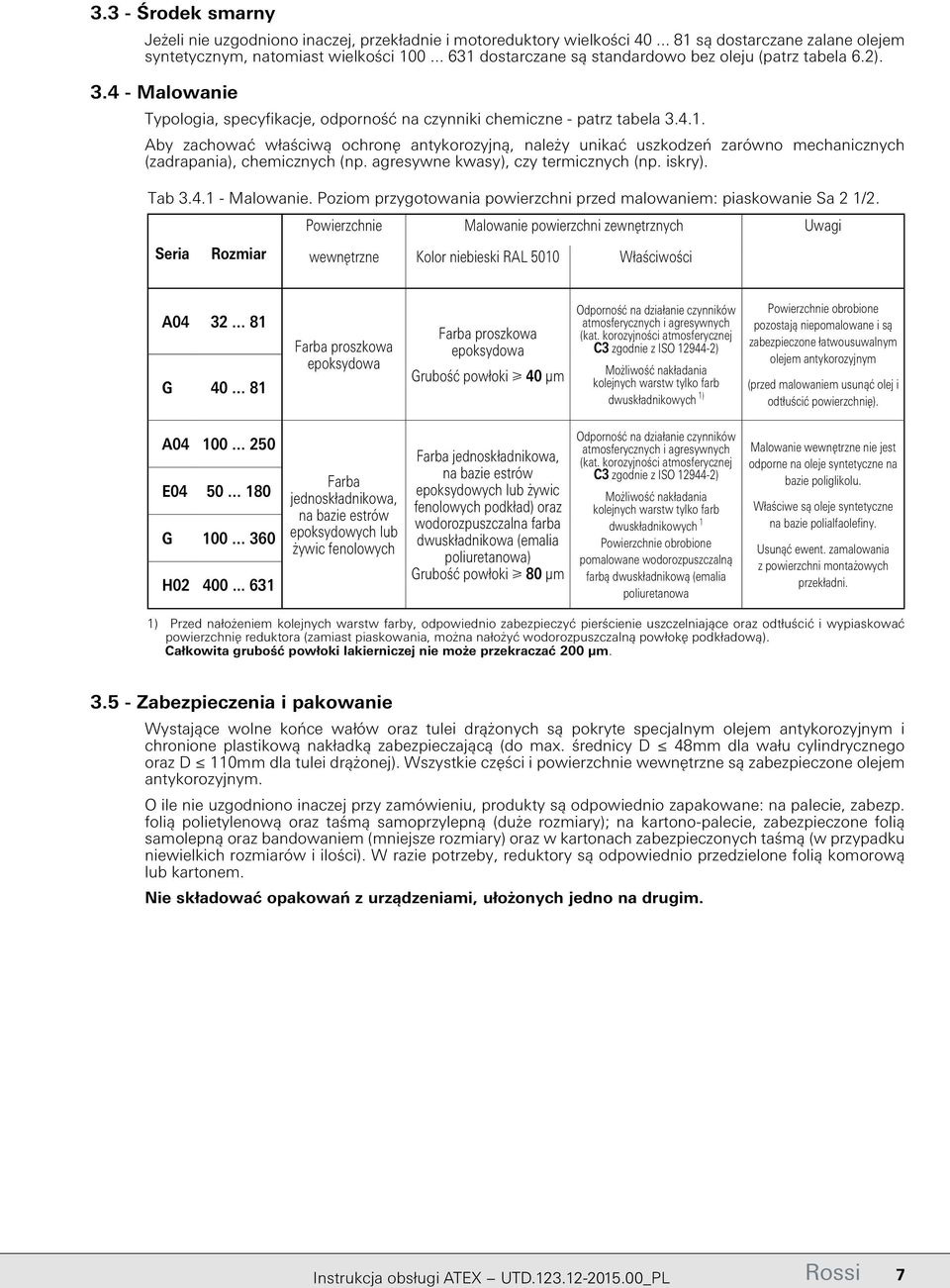 agresywne kwasy), czy termicznych (np. iskry). Tab 3.4.1 - Malowanie. Poziom przygotowania powierzchni przed malowaniem: piaskowanie Sa 2 1/2.