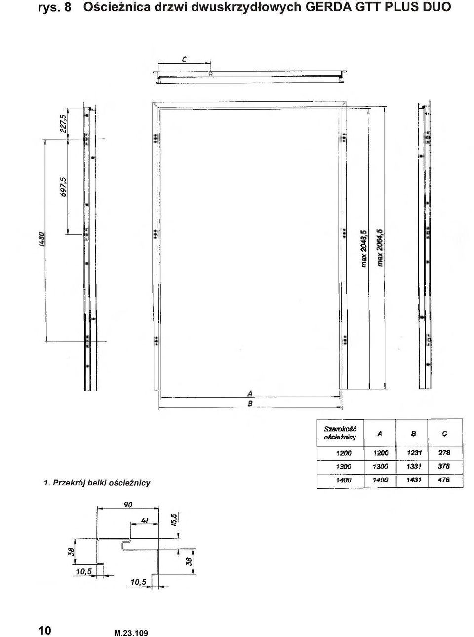 ościeżnicy A B C 1200 1200 1231 278 1300 1300 1331