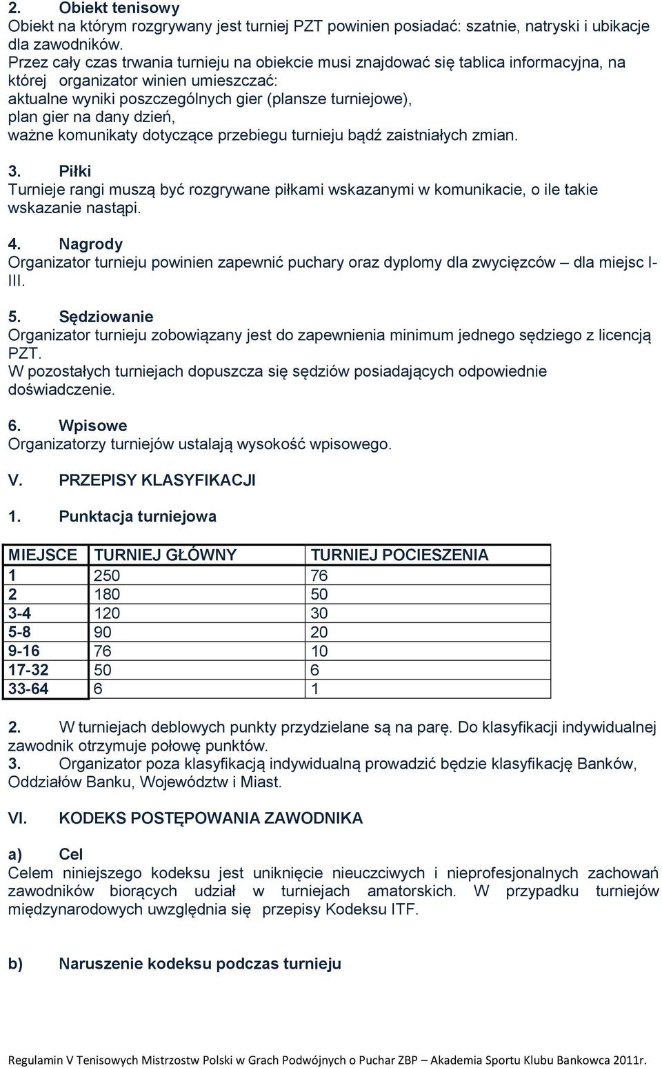 dany dzień, ważne komunikaty dotyczące przebiegu turnieju bądź zaistniałych zmian. 3. Piłki Turnieje rangi muszą być rozgrywane piłkami wskazanymi w komunikacie, o ile takie wskazanie nastąpi. 4.