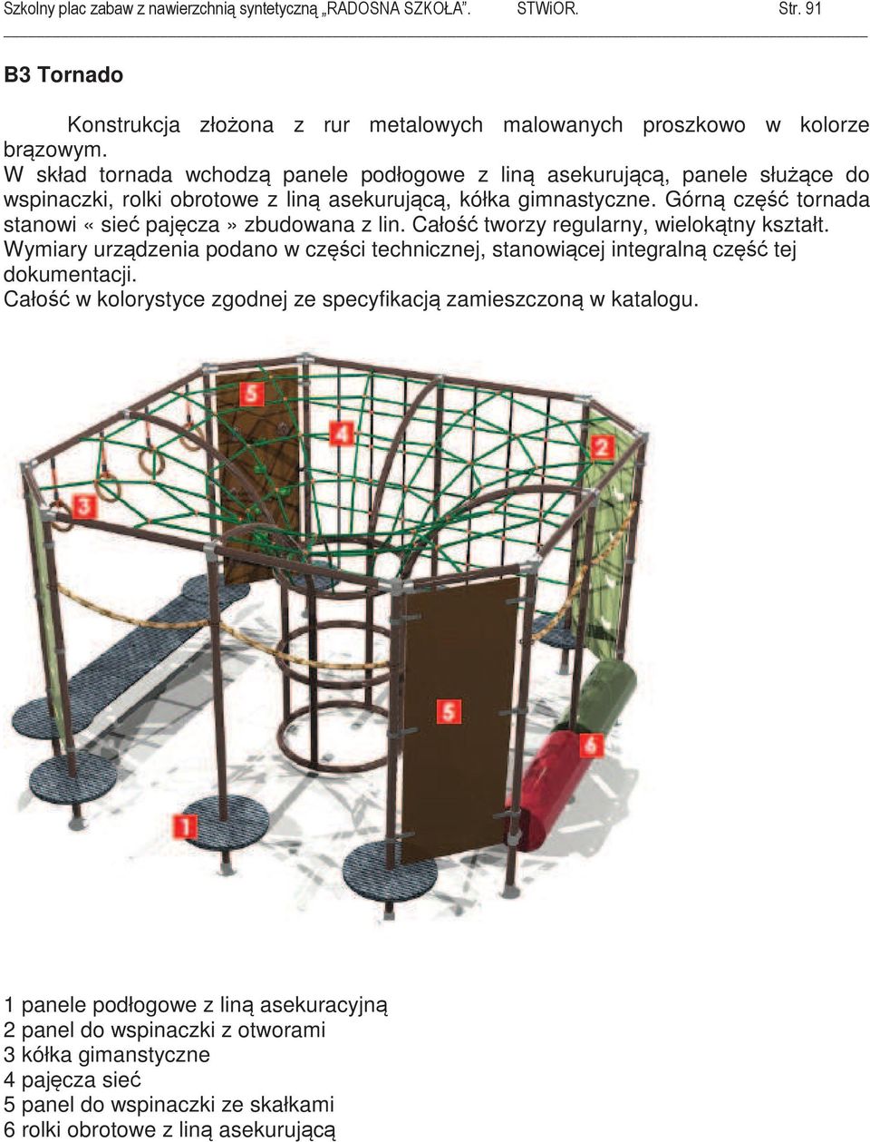 Górn cz tornada stanowi «sie pajcza» zbudowana z lin. Cało tworzy regularny, wieloktny kształt.