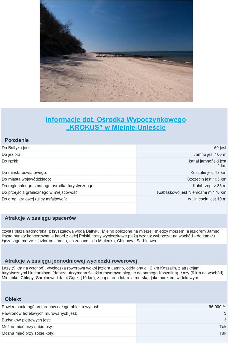 przejścia granicznego w miejscowości: Do drogi krajowej (ulicy asfaltowej): 50 jest Jamno jest 100 m kanał jamneński jest 2 km Koszalin jest 17 km Szczecin jest 165 km Kołobrzeg, z 35 m Kołbaskowo