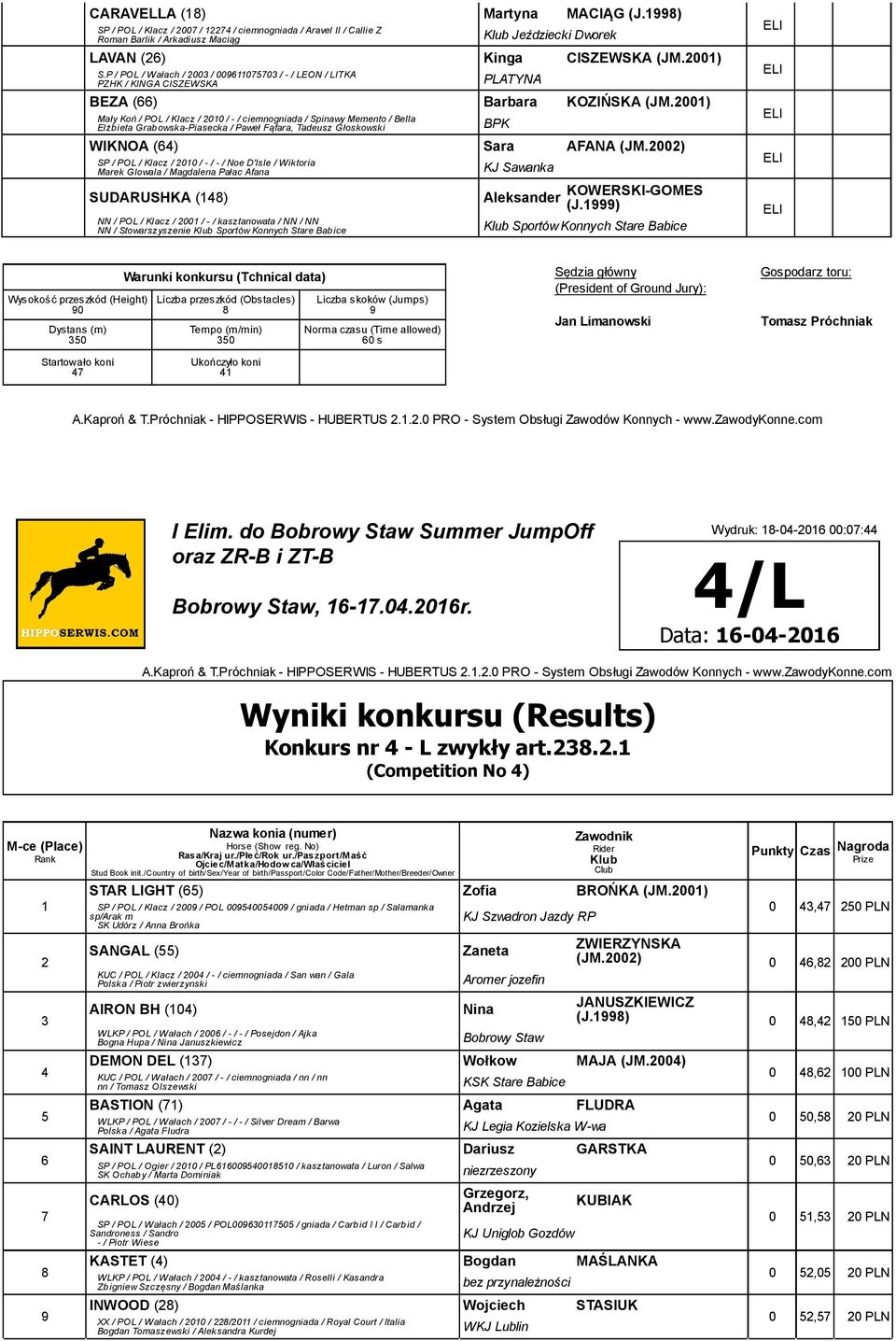 00) Mały Koń / POL / Klacz / 0 / - / ciemnogniada / Spinawy Memento / Bella Elżbieta Grabowska-Piasecka / Paweł Fąfara, Tadeusz Głoskowski WIKNOA () Sara AFANA (JM.