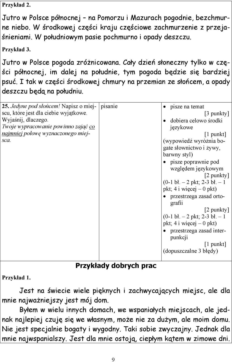 I tak w części środkowej chmury na przemian ze słońcem, a opady deszczu będą na południu. 25. Jedyne pod słońcem! Napisz o miejscu, które jest dla ciebie wyjątkowe. Wyjaśnij, dlaczego.