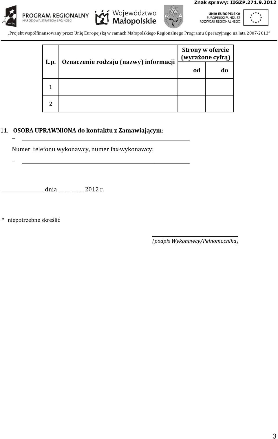 OSOBA UPRAWNIONA do kontaktu z Zamawiającym: