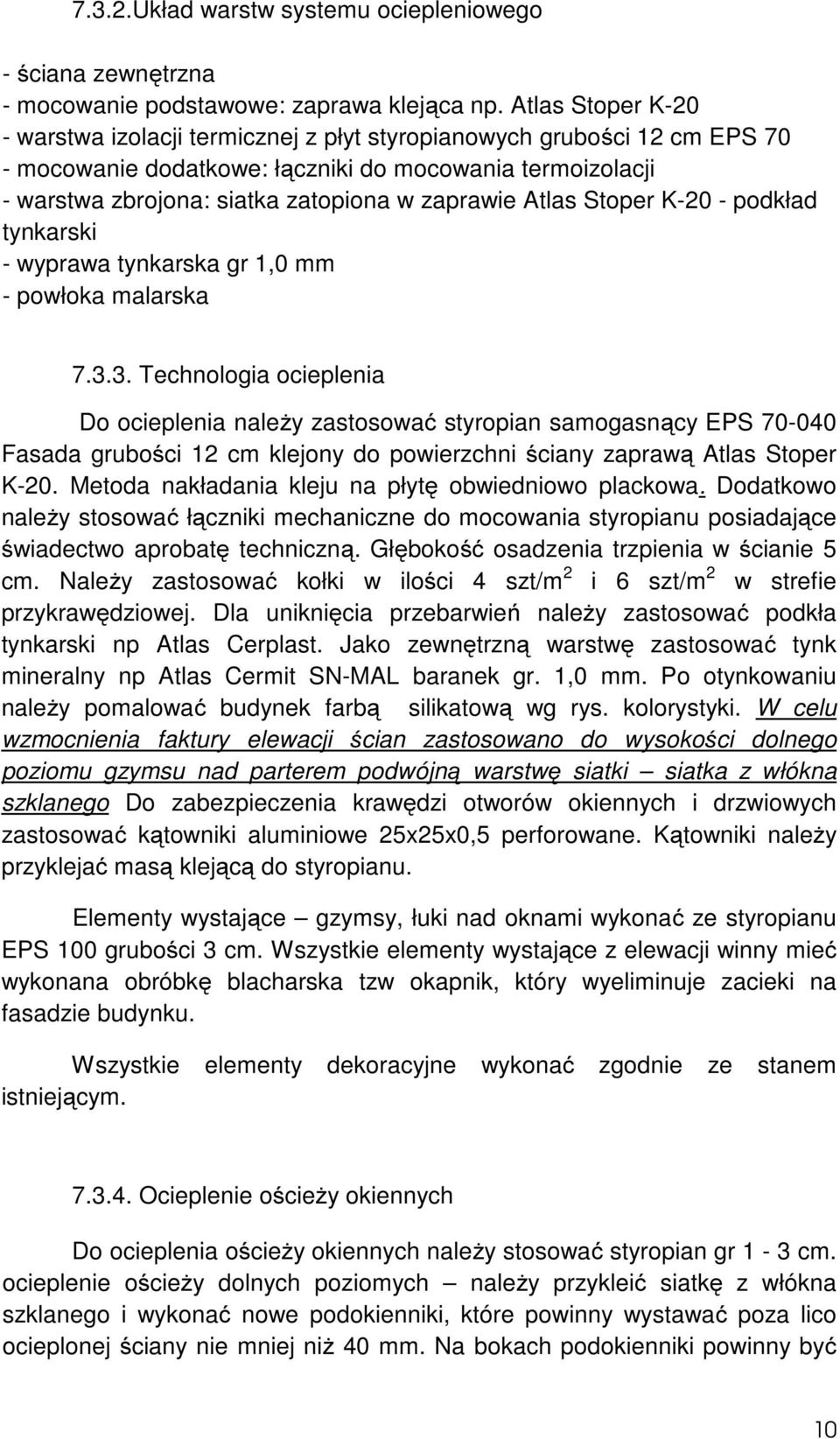 Atlas Stoper K-20 - podkład tynkarski - wyprawa tynkarska gr 1,0 mm - powłoka malarska 7.3.