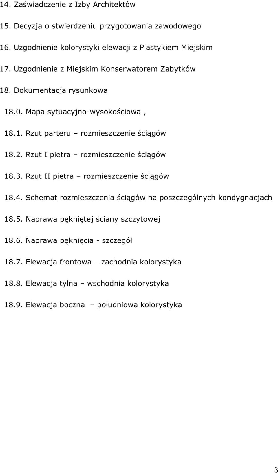 Rzut I pietra rozmieszczenie ściągów 18.3. Rzut II pietra rozmieszczenie ściągów 18.4. Schemat rozmieszczenia ściągów na poszczególnych kondygnacjach 18.5.