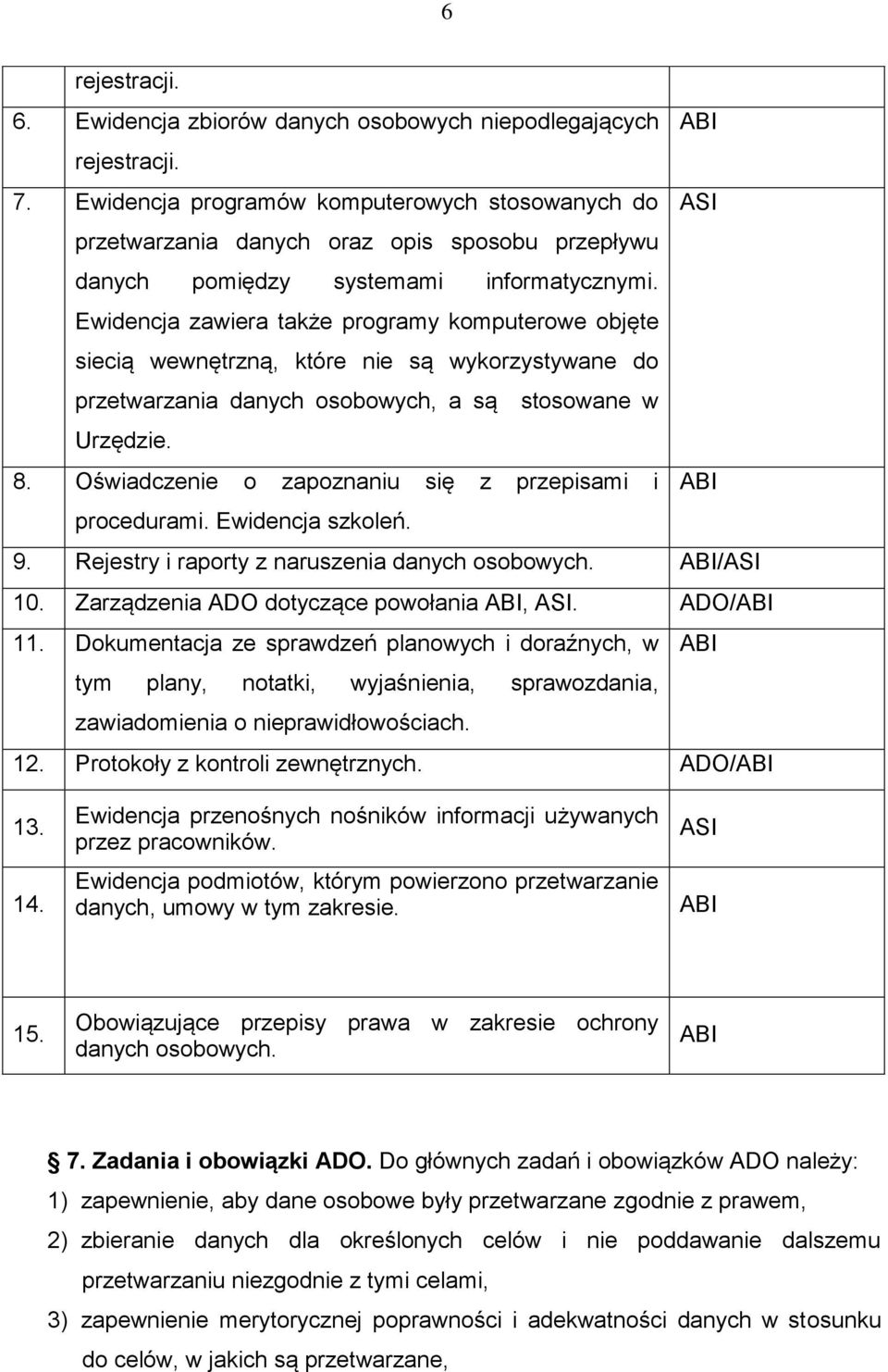 Ewidencja zawiera także programy komputerowe objęte siecią wewnętrzną, które nie są wykorzystywane do przetwarzania danych osobowych, a są stosowane w Urzędzie. 8.