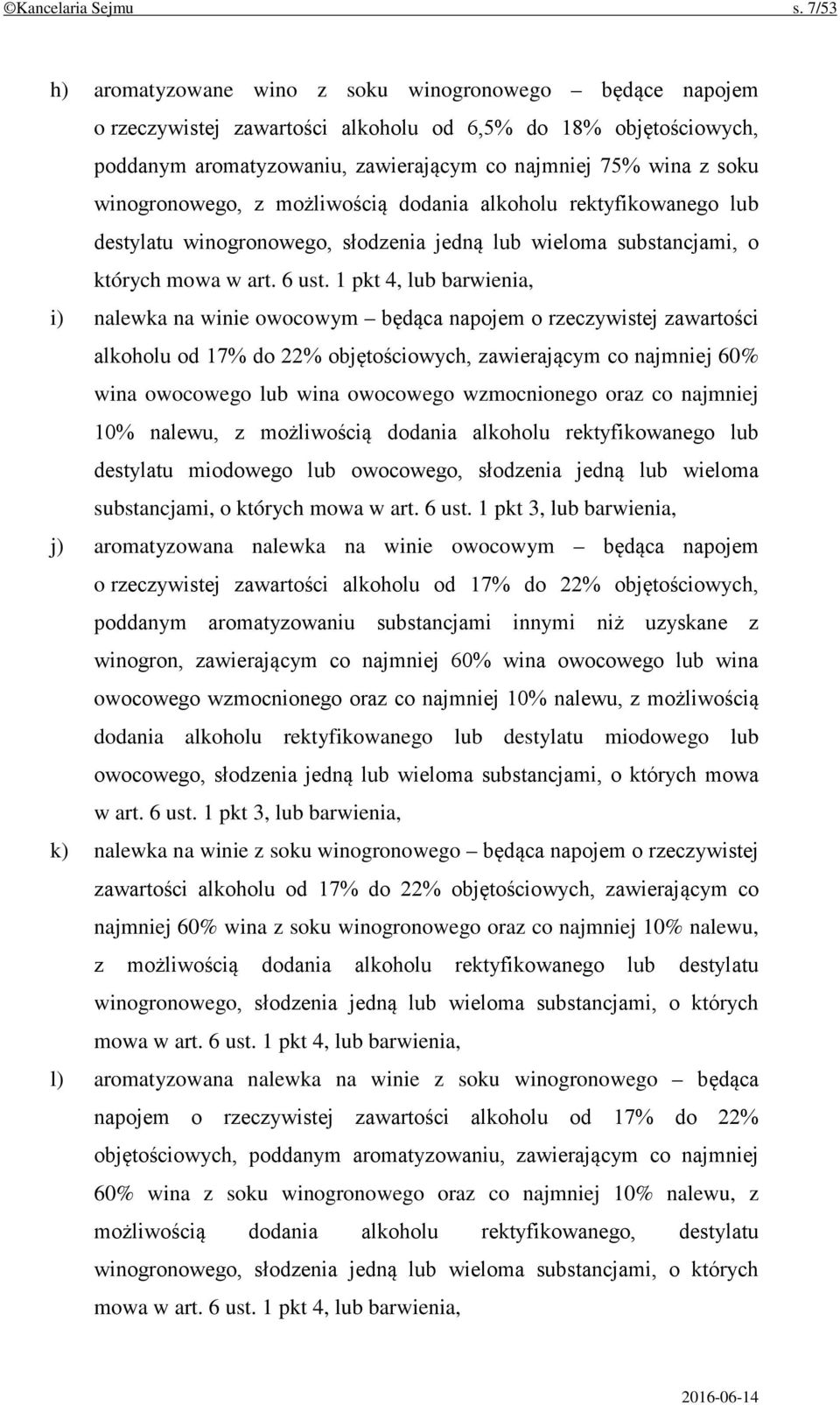 winogronowego, z możliwością dodania alkoholu rektyfikowanego lub destylatu winogronowego, słodzenia jedną lub wieloma substancjami, o których mowa w art. 6 ust.