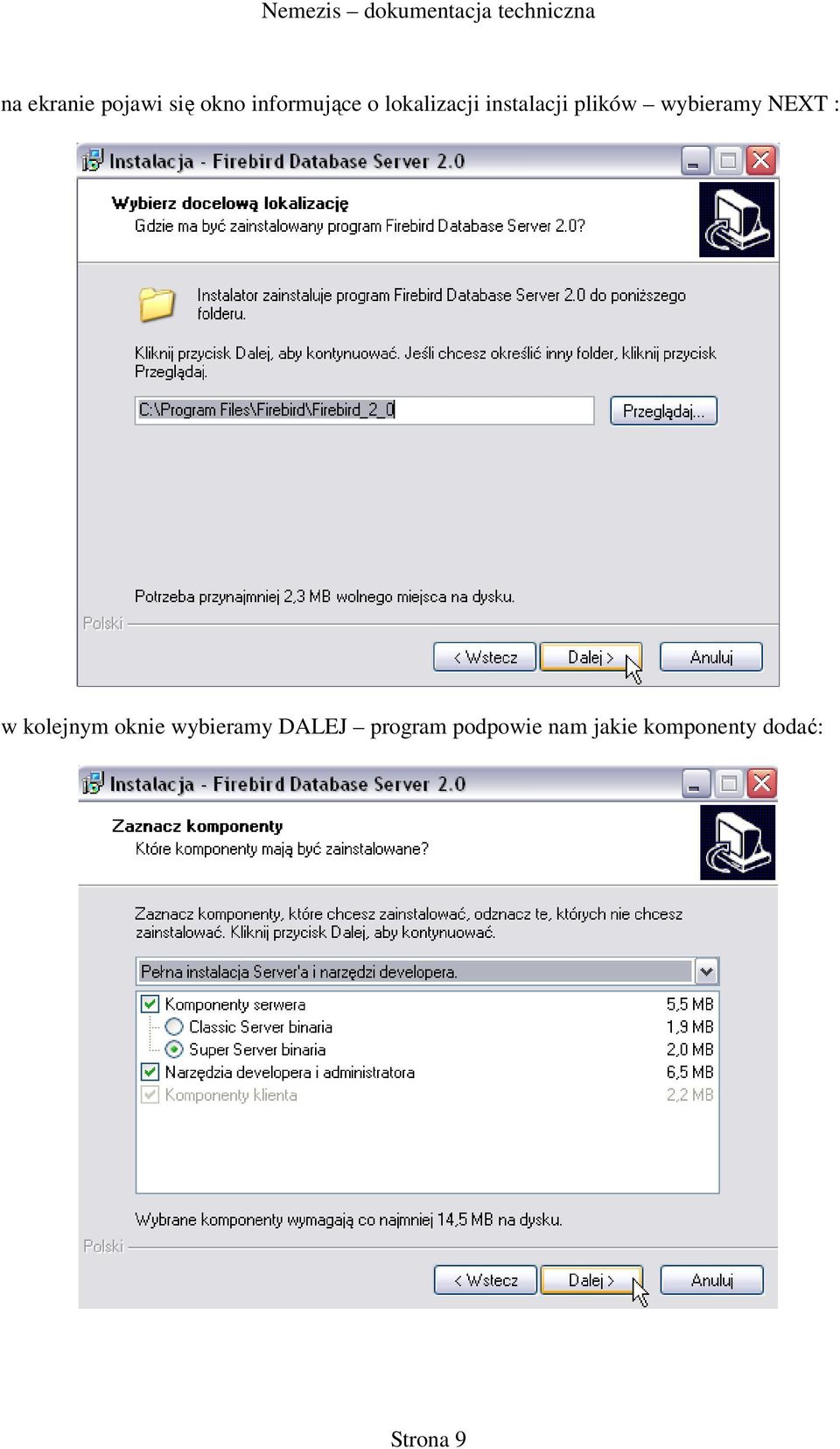 NEXT : w kolejnym oknie wybieramy DALEJ