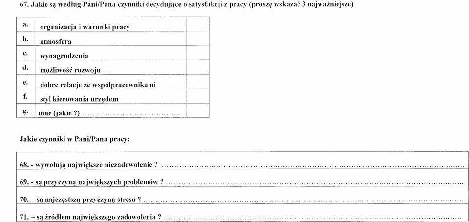 styl kierowania urzędem g. " (j ki?) Inne a le "... Jakie czynniki w Pani/Pana pracy: 68.
