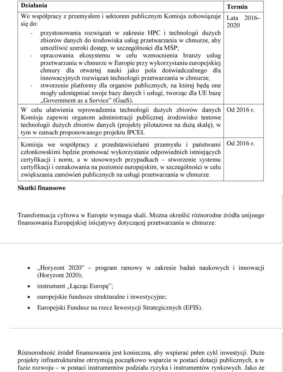 otwartej nauki jako pola doświadczalnego dla innowacyjnych rozwiązań technologii przetwarzania w chmurze; - stworzenie platformy dla organów publicznych, na której będą one mogły udostępniać swoje