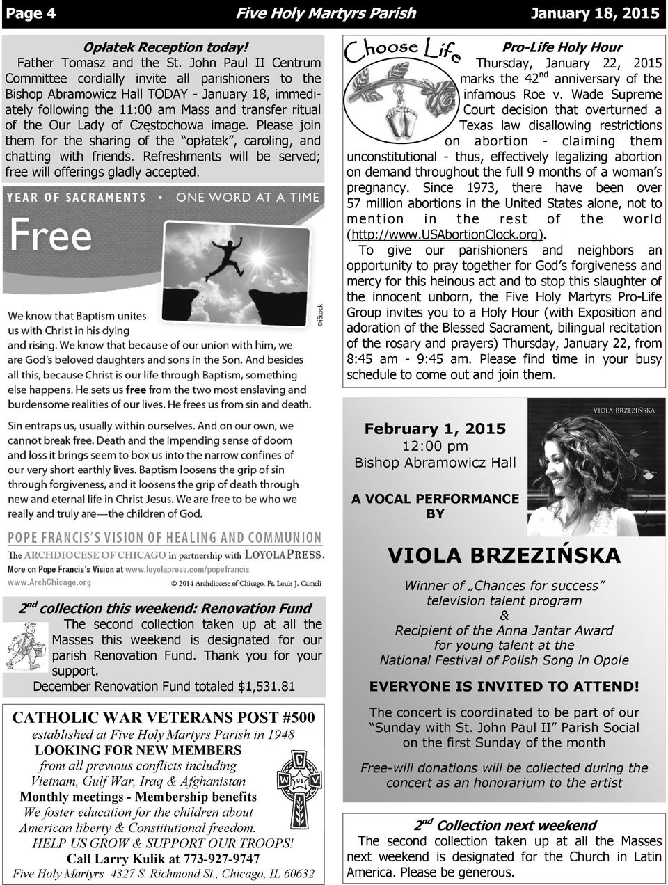 Częstochowa image. Please join them for the sharing of the opłatek, caroling, and chatting with friends. Refreshments will be served; free will offerings gladly accepted.