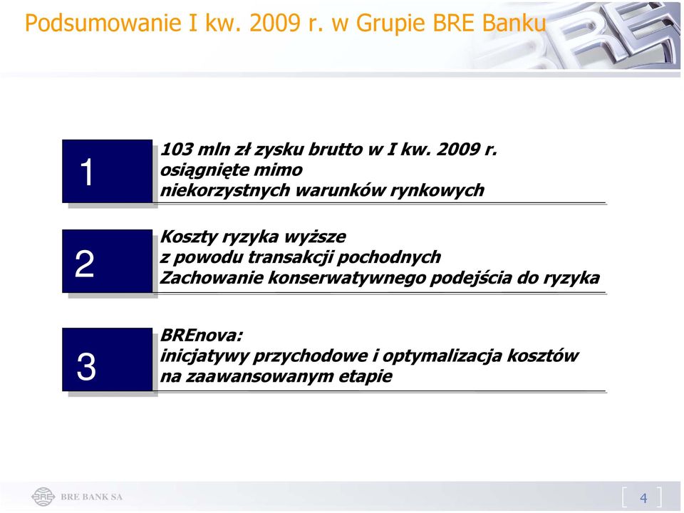 osiągnięte mimo niekorzystnych warunków rynkowych 2 Koszty ryzyka wyższe z