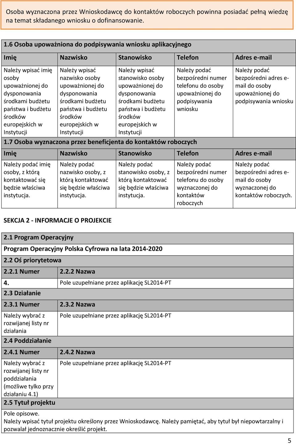 środków europejskich w Instytucji Należy wpisać nazwisko osoby upoważnionej do dysponowania środkami budżetu państwa i budżetu środków europejskich w Instytucji Należy wpisać stanowisko osoby