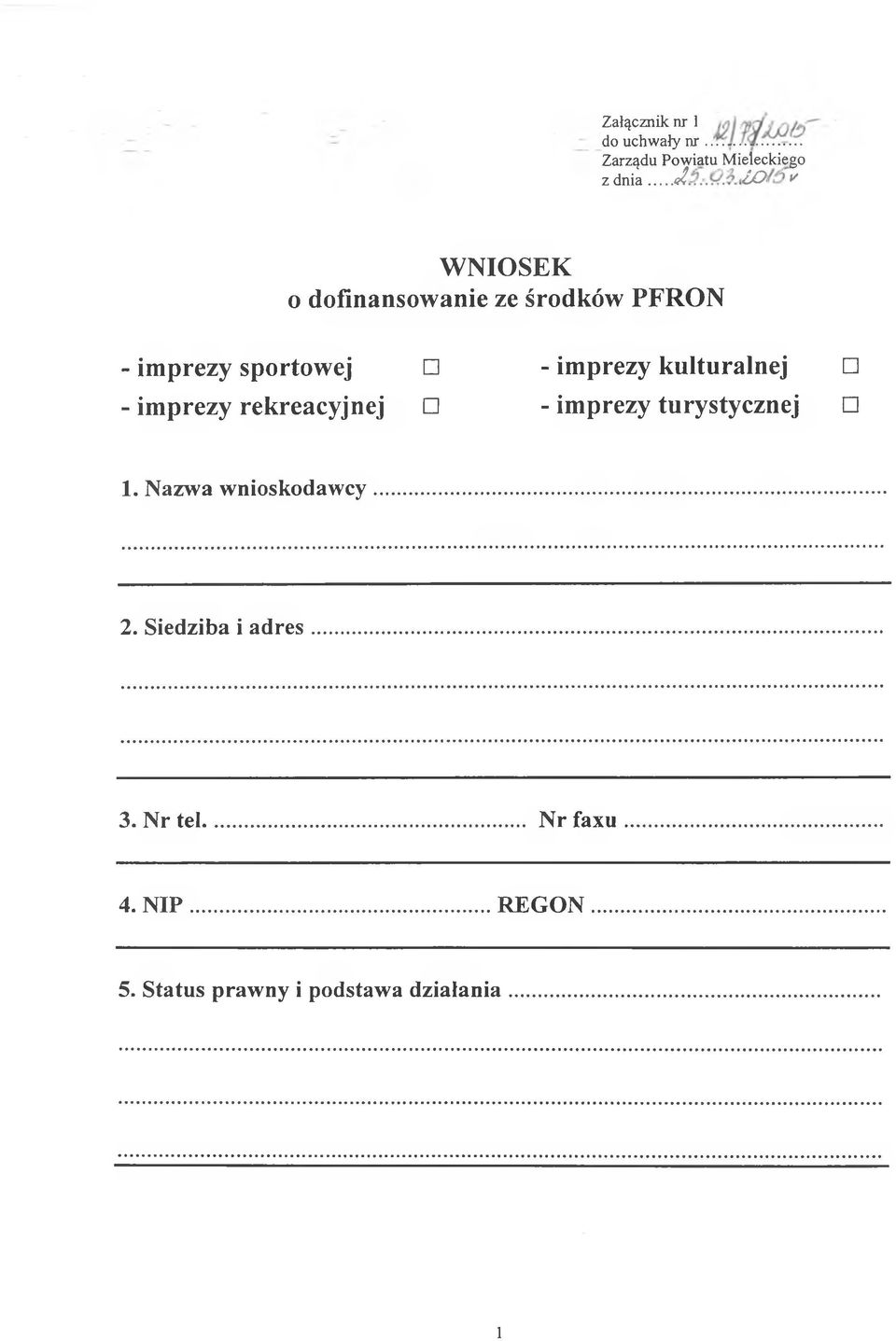 imprezy kulturalnej - imprezy rekreacyjnej - imprezy turystycznej 1.