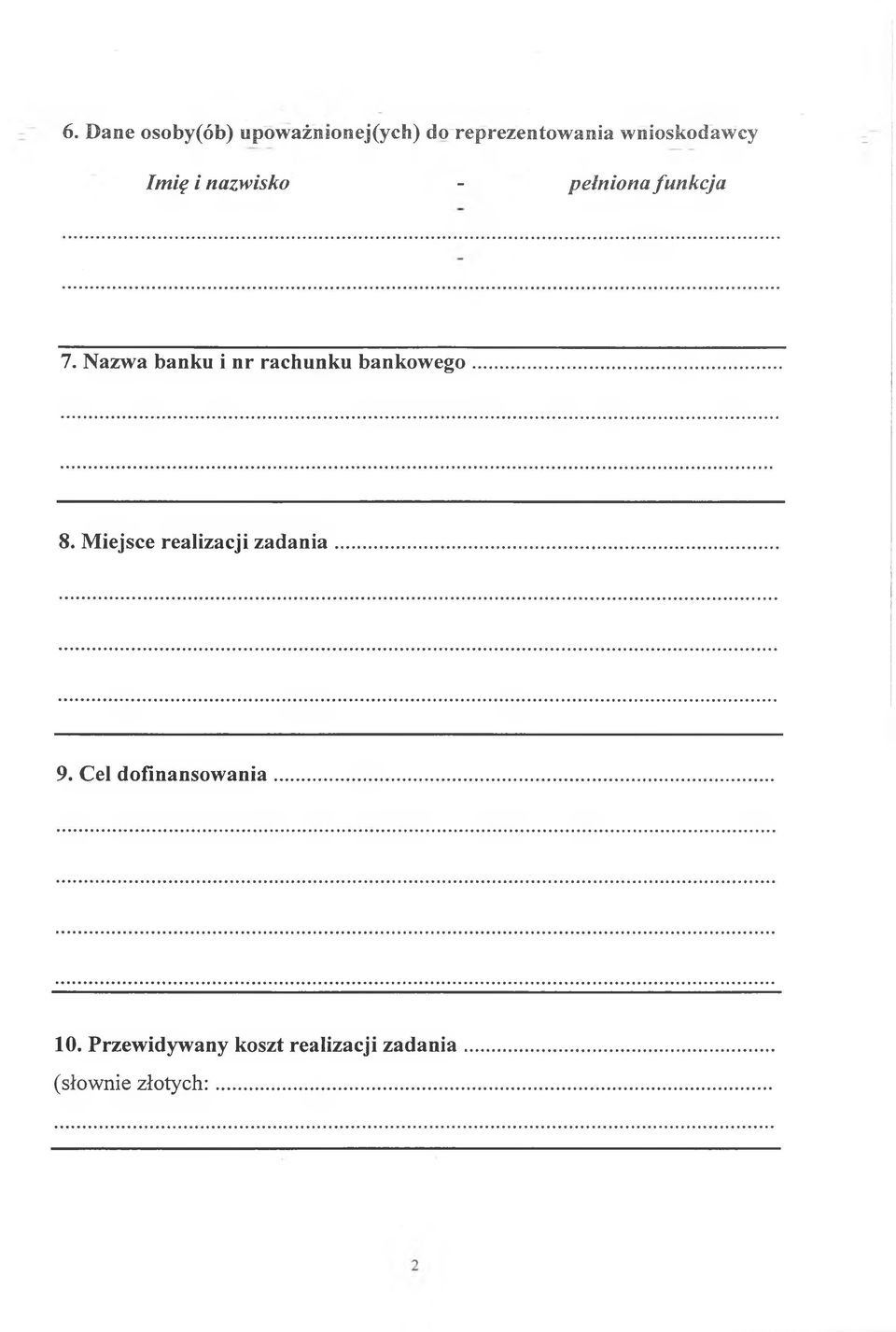 Nazwa banku i nr rachunku bankowego 8.