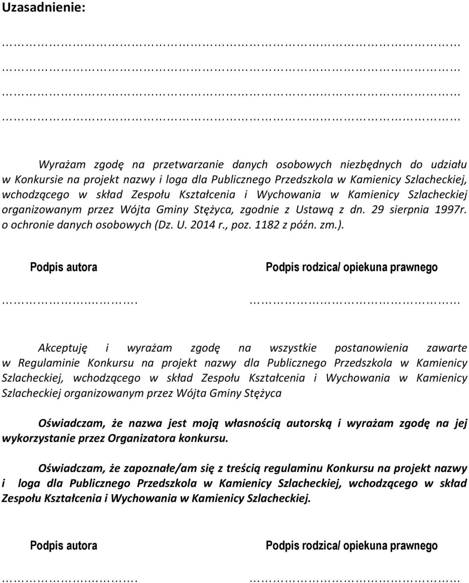 1182 z późn. zm.). Podpis autora.