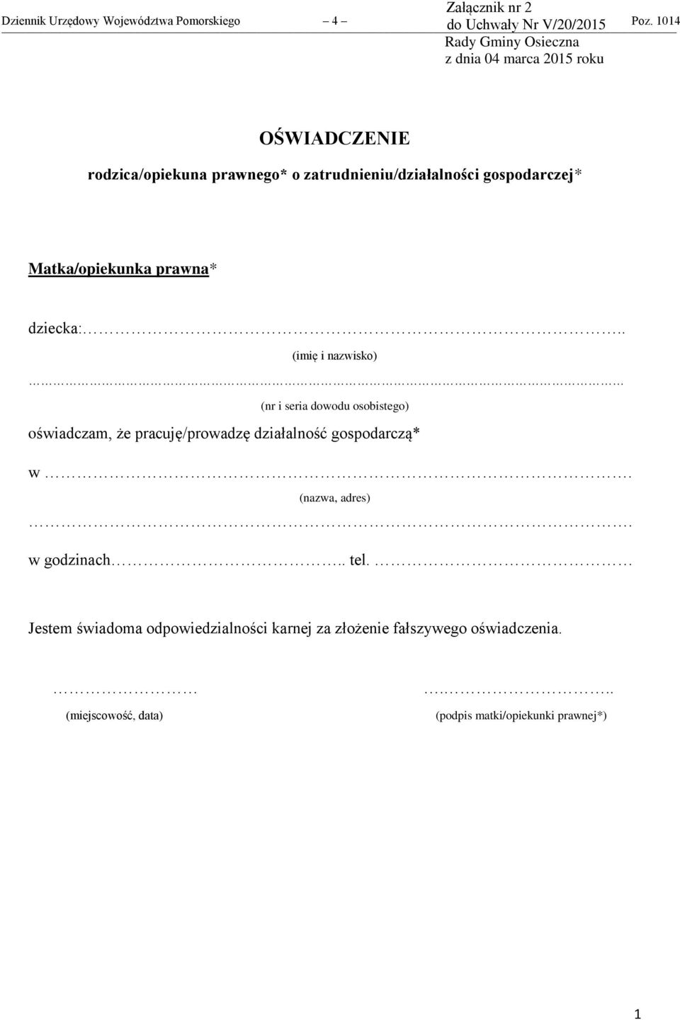 dziecka:.