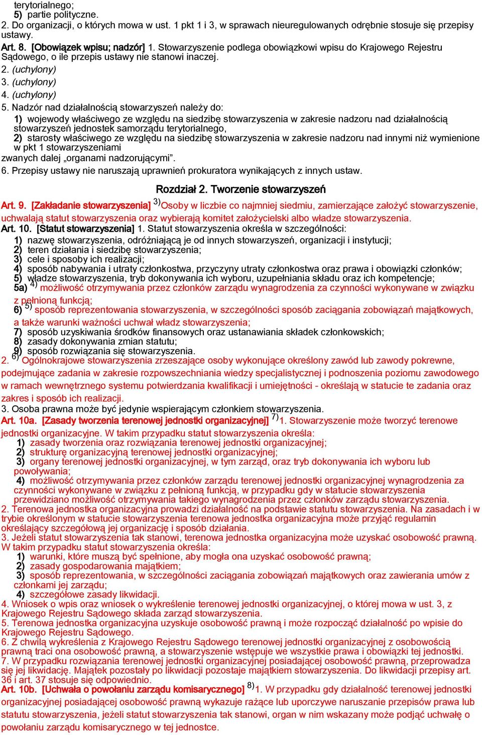 Nadzór nad działalnością stowarzyszeń należy do: 1) wojewody właściwego ze względu na siedzibę stowarzyszenia w zakresie nadzoru nad działalnością stowarzyszeń jednostek samorządu terytorialnego, 2)