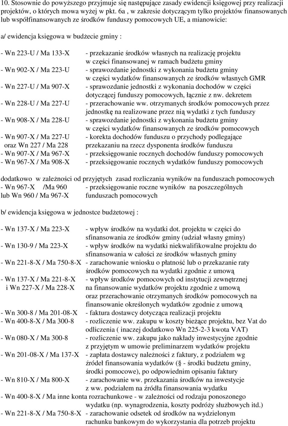 przekazanie środków własnych na realizację projektu w części finansowanej w ramach budŝetu gminy - Wn 902-X / Ma 223-U - sprawozdanie jednostki z wykonania budŝetu gminy w części wydatków