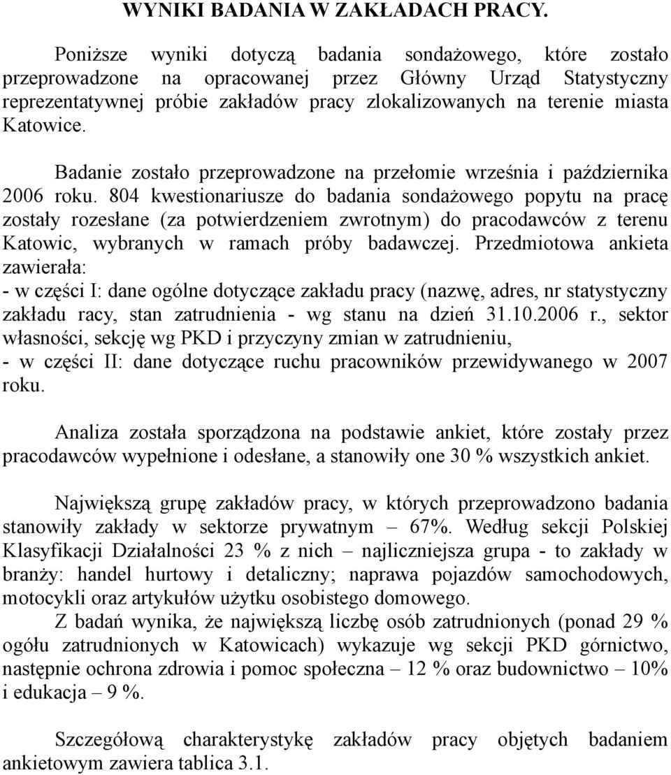 Katowice. Badanie zostało przeprowadzone na przełomie września i października 2006 roku.