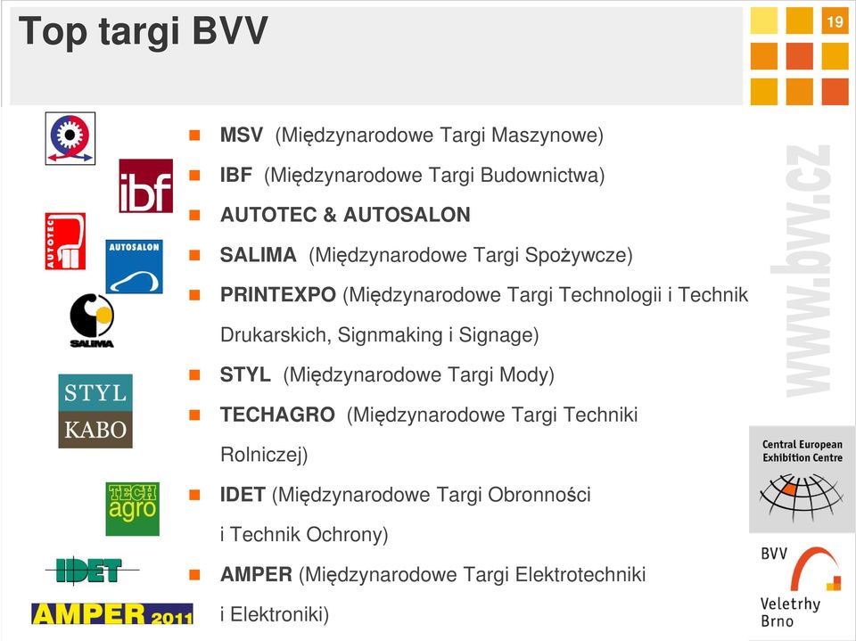 Drukarskich, Signmaking i Signage) STYL (Międzynarodowe Targi Mody) TECHAGRO (Międzynarodowe Targi Techniki