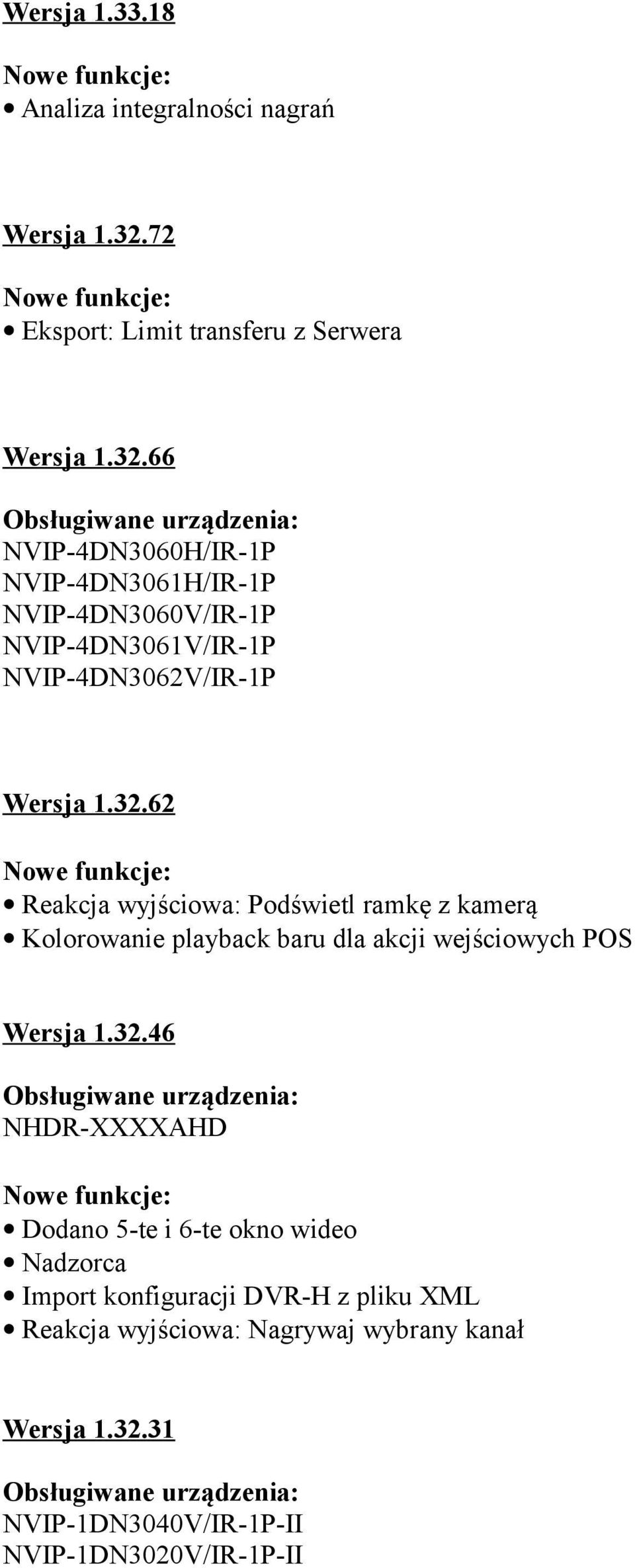 66 Obsługiwane urządzenia: NVIP-4DN3060H/IR-1P NVIP-4DN3061H/IR-1P NVIP-4DN3060V/IR-1P NVIP-4DN3061V/IR-1P NVIP-4DN3062V/IR-1P Wersja 1.32.