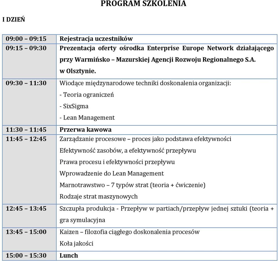 podstawa efektywności Efektywność zasobów, a efektywność przepływu Prawa procesu i efektywności przepływu Wprowadzenie do Lean Management Marnotrawstwo 7 typów strat (teoria + ćwiczenie) Rodzaje