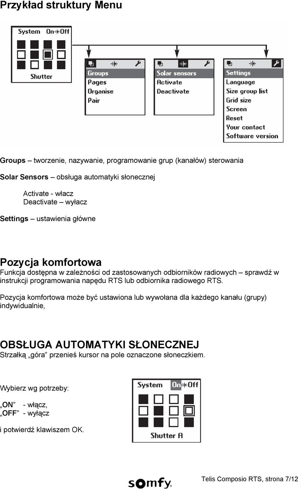 programowania napędu RTS lub odbiornika radiowego RTS.