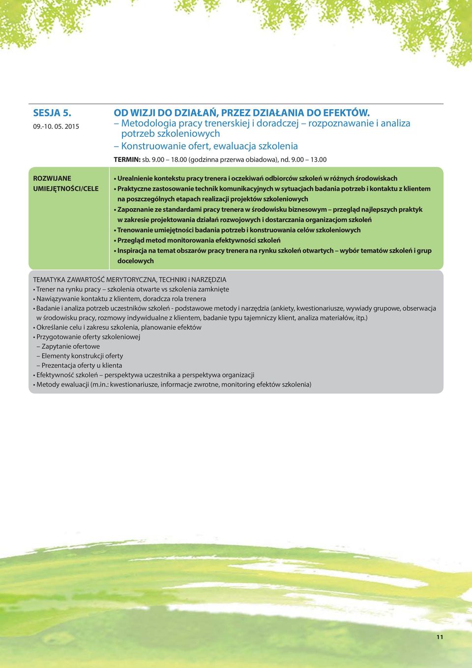 00 Urealnienie kontekstu pracy trenera i oczekiwań odbiorców szkoleń w różnych środowiskach Praktyczne zastosowanie technik komunikacyjnych w sytuacjach badania potrzeb i kontaktu z klientem na