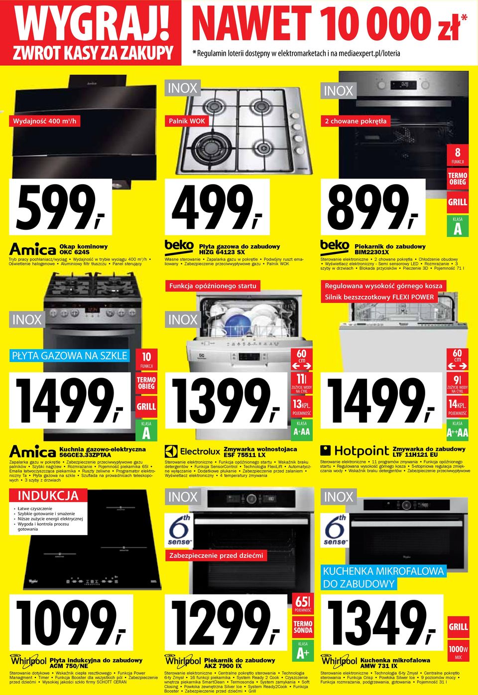 Funkcja opóźnionego startu 899, TERMO OBIEG GRILL A Piekarnik do zabudowy BIM22301X Sterowanie elektroniczne 2 chowane pokrętła Chłodzenie obudowy Wyświetlacz elektroniczny - Semi sensorowy LED