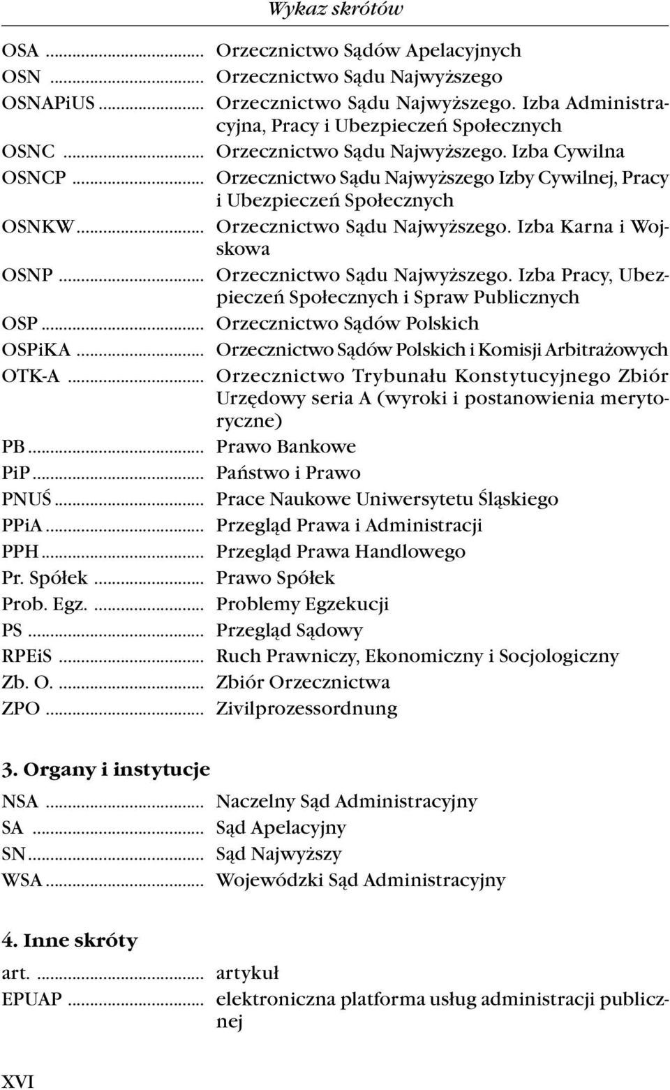 Izba Cywilna OSNCP Orzecznictwo Sądu Najwyższego Izby Cywilnej, Pracy i Ubezpieczeń Społecznych OSNKW Orzecznictwo Sądu Najwyższego. Izba Karna i Wojskowa OSNP Orzecznictwo Sądu Najwyższego.