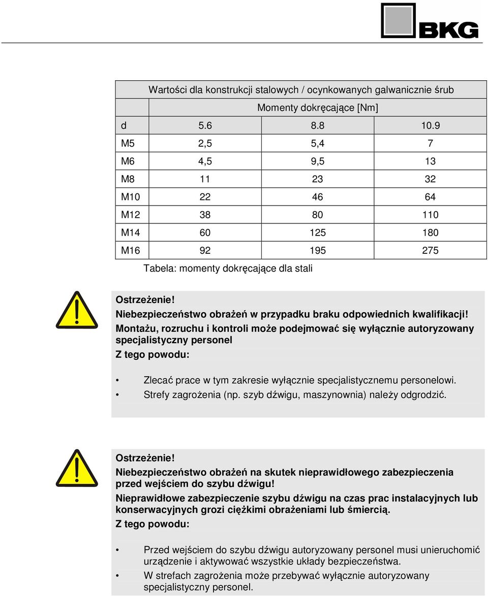 Niebezpieczeństwo obraŝeń w przypadku braku odpowiednich kwalifikacji!