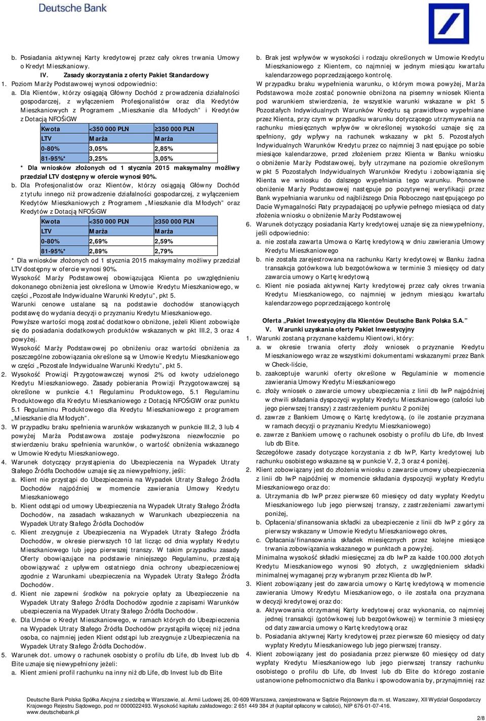 Dotacj NFO igw 0-80% 3,05% 2,85% 81-95%* 3,25% 3,05% b.