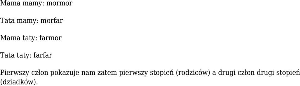 człon pokazuje nam zatem pierwszy stopień