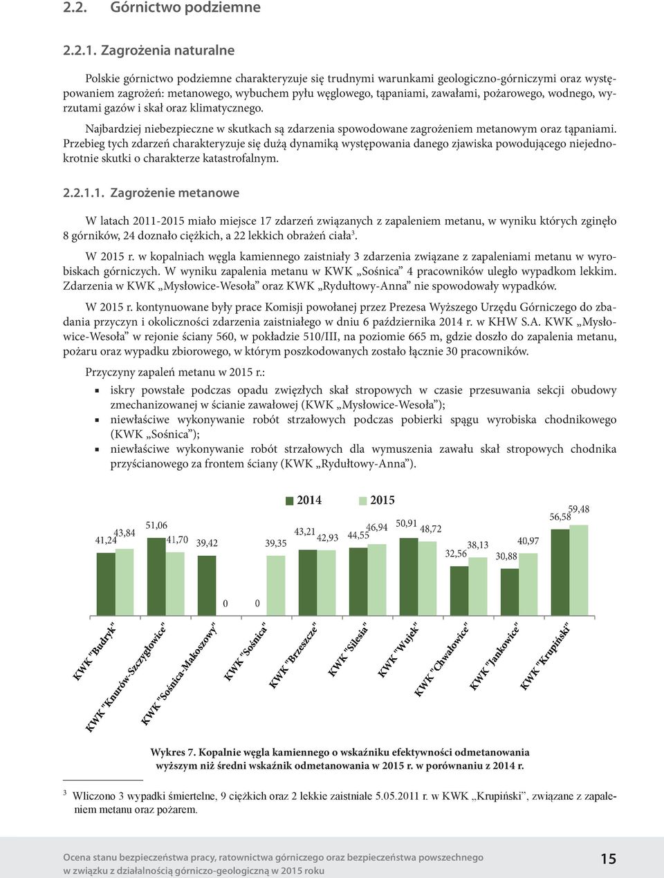 pożarowego, wodnego, wyrzutami gazów i skał oraz klimatycznego. Najbardziej niebezpieczne w skutkach są zdarzenia spowodowane zagrożeniem metanowym oraz tąpaniami.