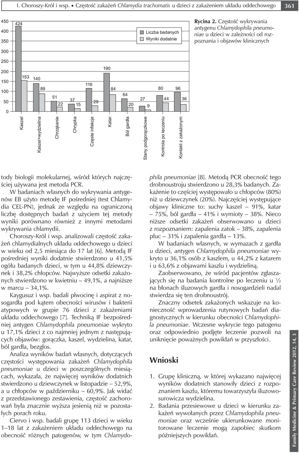 W badaniach własnych do wykrywania antygenów EB użyto metodę IF pośredniej (test Chlamydia CEL-PN), jednak ze względu na ograniczoną liczbę dostępnych badań z użyciem tej metody wyniki porównano