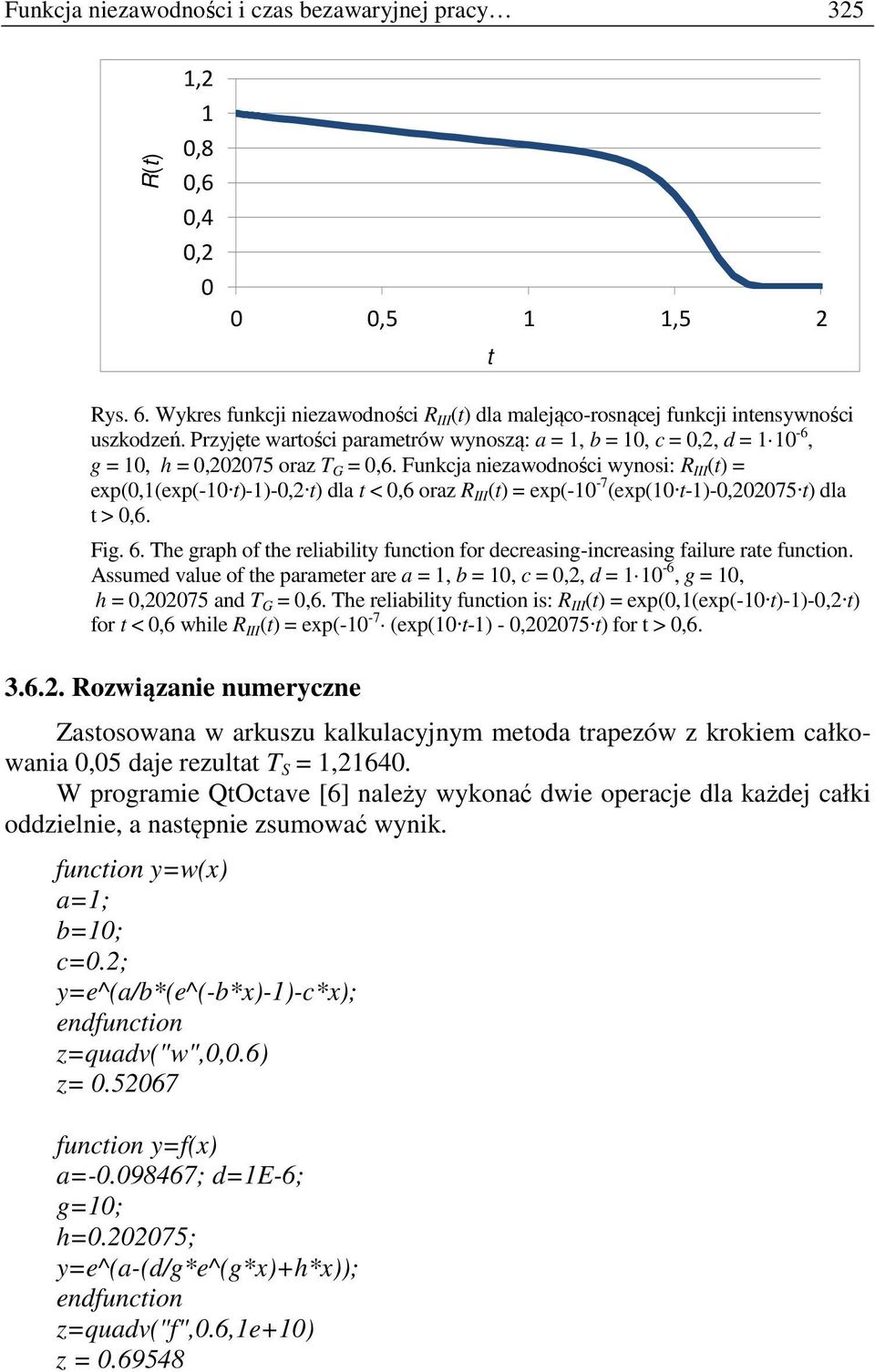 h graph of h rliailiy funion for drasing-inrasing failur ra funion. ssumd valu of h paramr ar a,,,2, d -6, g, h,2275 and G,6.