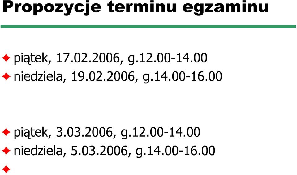 2006, g.14.00-16.00 piątek, 3.03.2006, g.12.