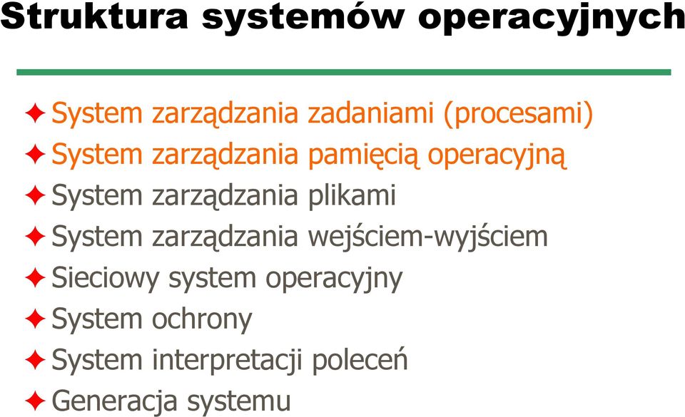 zarządzania plikami System zarządzania wejściem-wyjściem Sieciowy