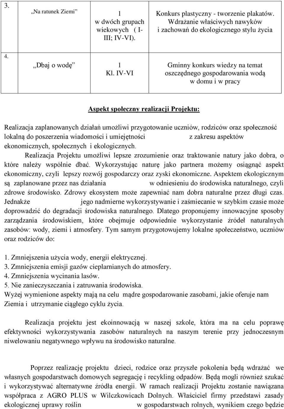 oraz społeczność lokalną do poszerzenia wiadomości i umiejętności z zakresu aspektów ekonomicznych, społecznych i ekologicznych.