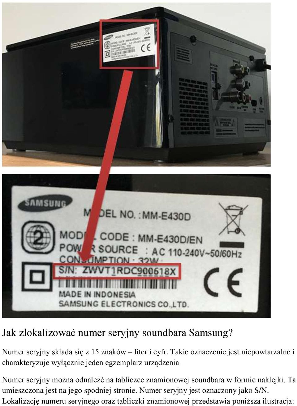 naklejki. Ta umieszczona jest na jego spodniej stronie.