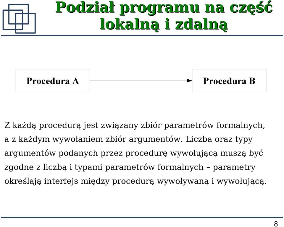 Liczba oraz typy argumentów podanych przez procedurę wywołującą muszą być zgodne z liczbą