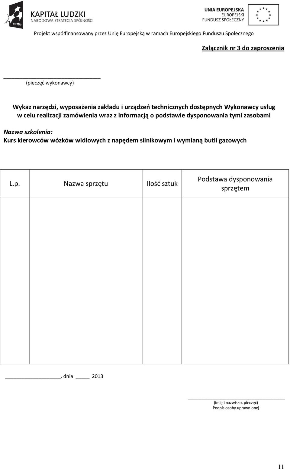 zasobami Nazwa szkolenia: Kurs kierowców wózków widłowych z napę