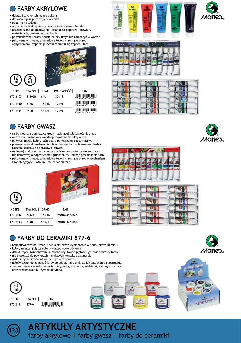 ulatnianiu się zapachu farb 12 ml 30 ml SYMBOL OPak. POJEMNOŚĆ 170-2153 81306B 6 kol. 30 ml 170-1910 812B 12 kol. 12 ml 170-1911 818B 18 kol.