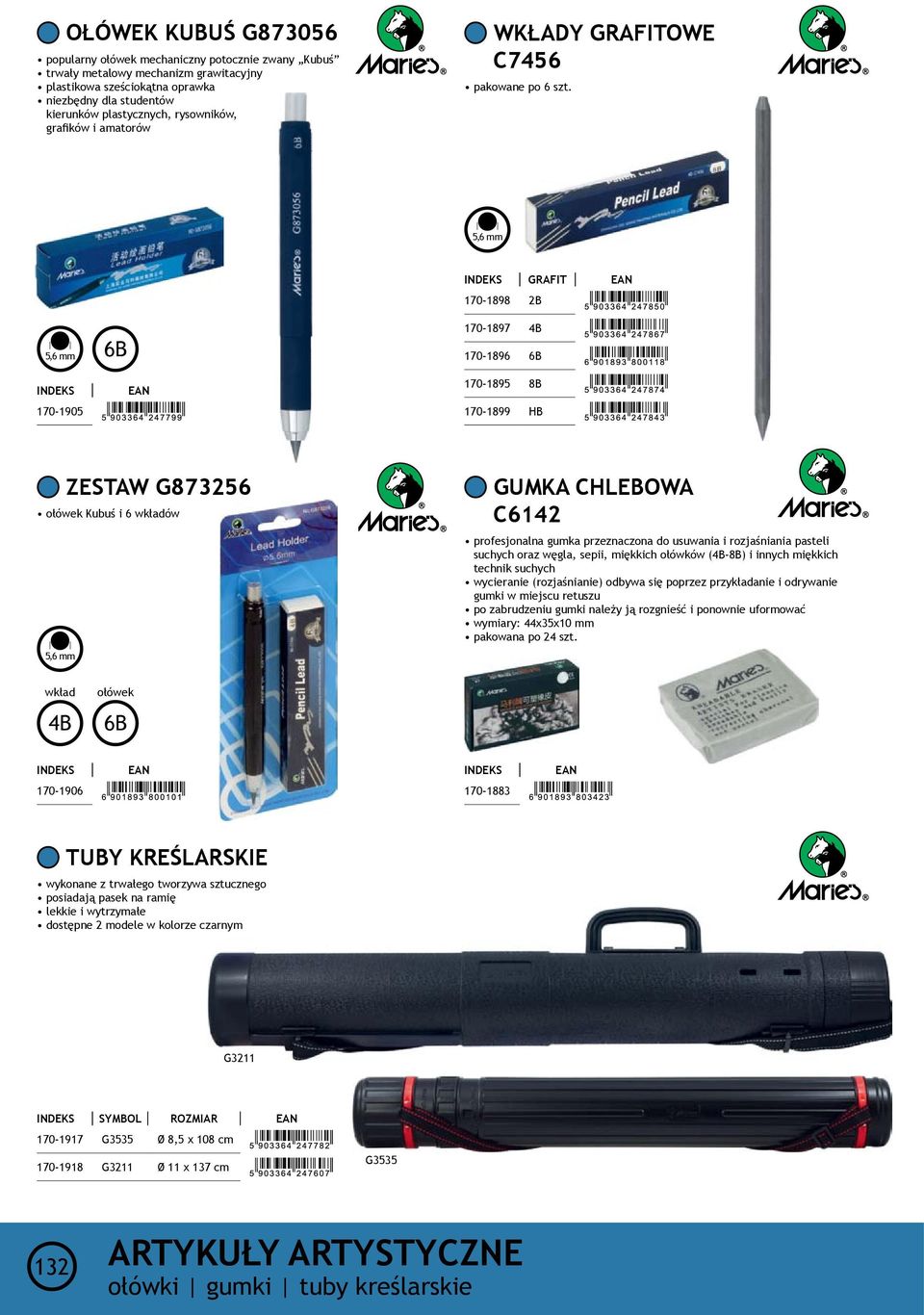 5,6 mm GraFit 170-1898 2B 5,6 mm 6B 170-1905 170-1897 4B 170-1896 6B 170-1895 8B 170-1899 HB 5,6 mm ZEStaW G873256 ołówek Kubuś i 6 wkładów GuMka CHLEBOWa C6142 profesjonalna gumka przeznaczona do