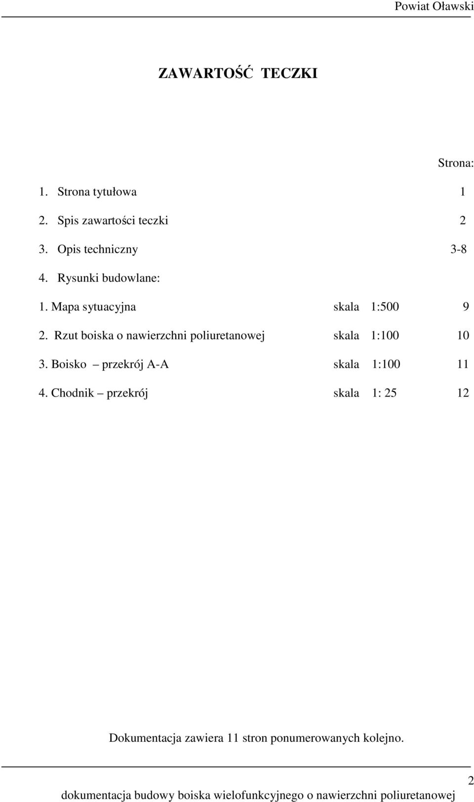 Rzut boiska o nawierzchni poliuretanowej skala 1:100 10 3.